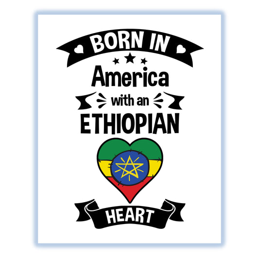 Born In America With An Ethiopian Heart Baby Nursery 8"x10" Wall Art Print
