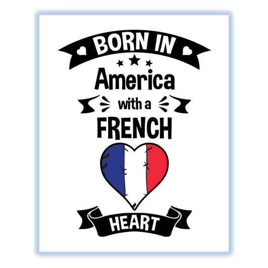 Born In America With A French Heart Baby Nursery 8"x10" Wall Art Print