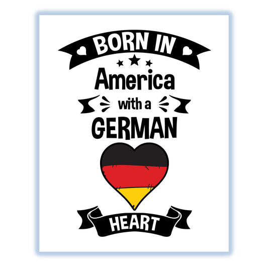 Born In America With A German Heart Baby Nursery 8"x10" Wall Art Print