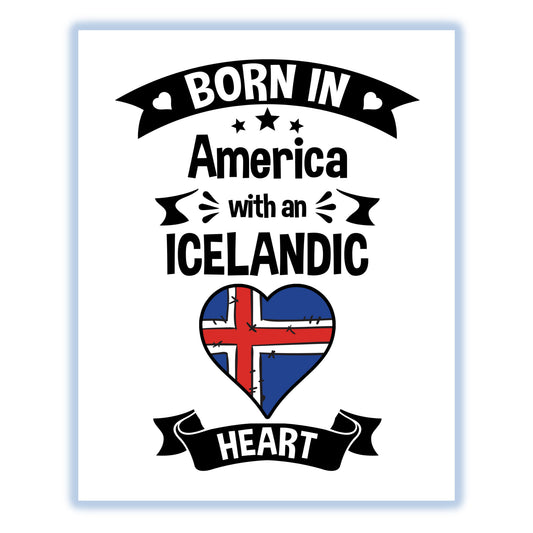 Born In America With An Icelandic Heart Baby Nursery 8"x10" Wall Art Print