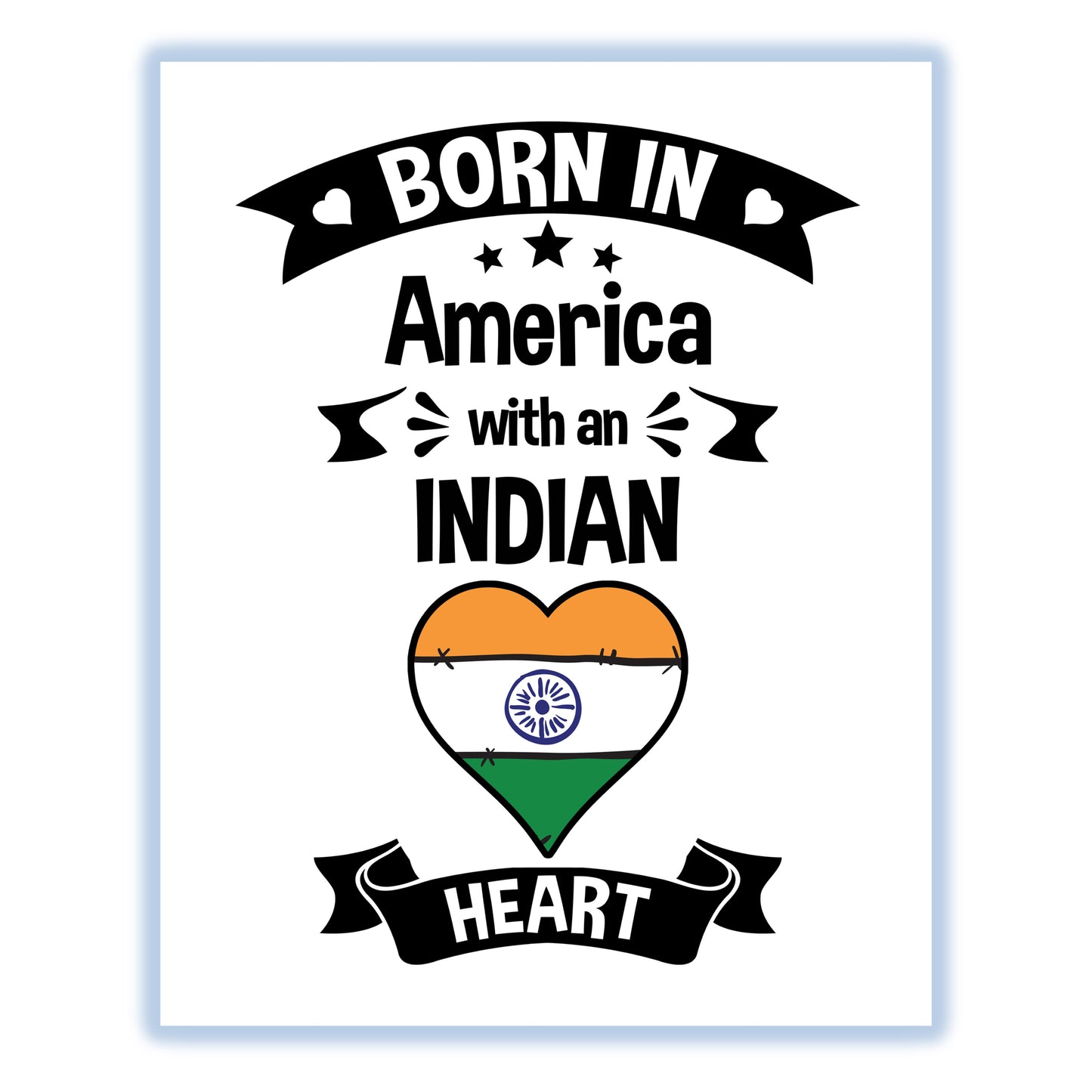 Born In America With An Indian Heart Baby Nursery 8"x10" Wall Art Print