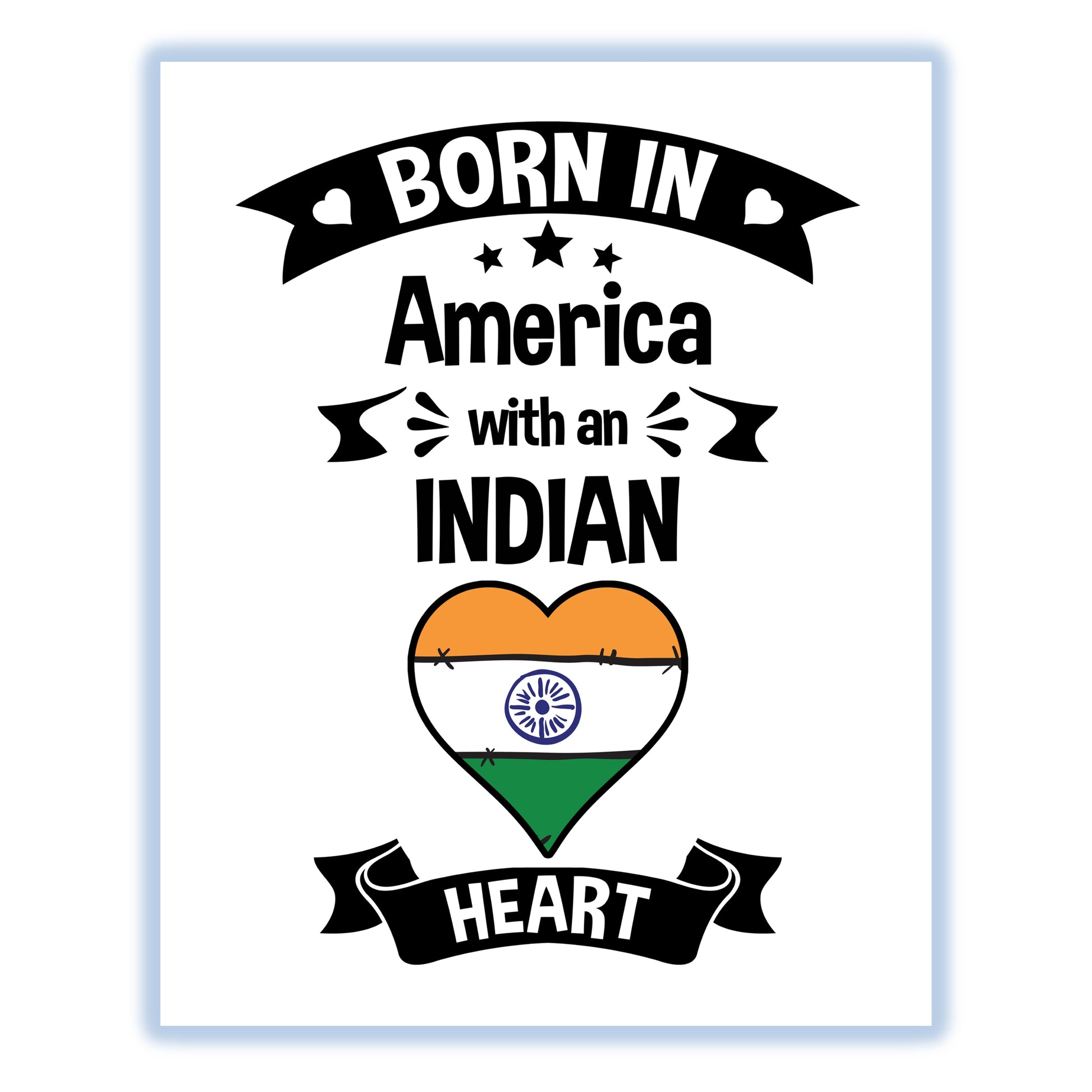 Born In America With An Indian Heart Baby Nursery 8"x10" Wall Art Print