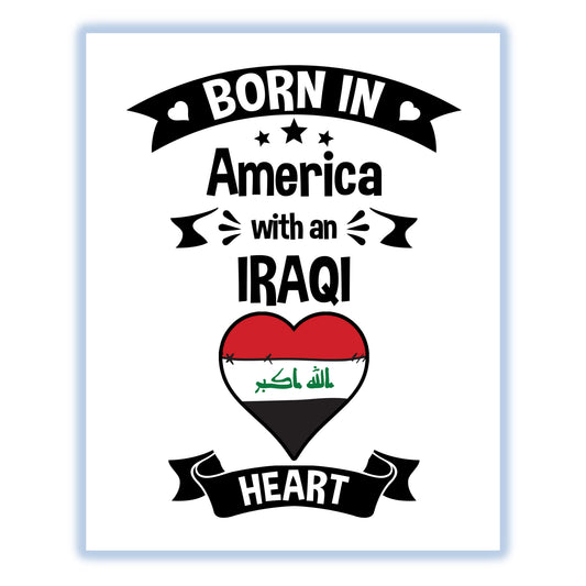 Born In America With An Iraqi Heart Baby Nursery 8"x10" Wall Art Print