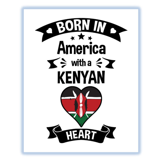 Born In America With A Kenyan Heart Baby Nursery 8"x10" Wall Art Print