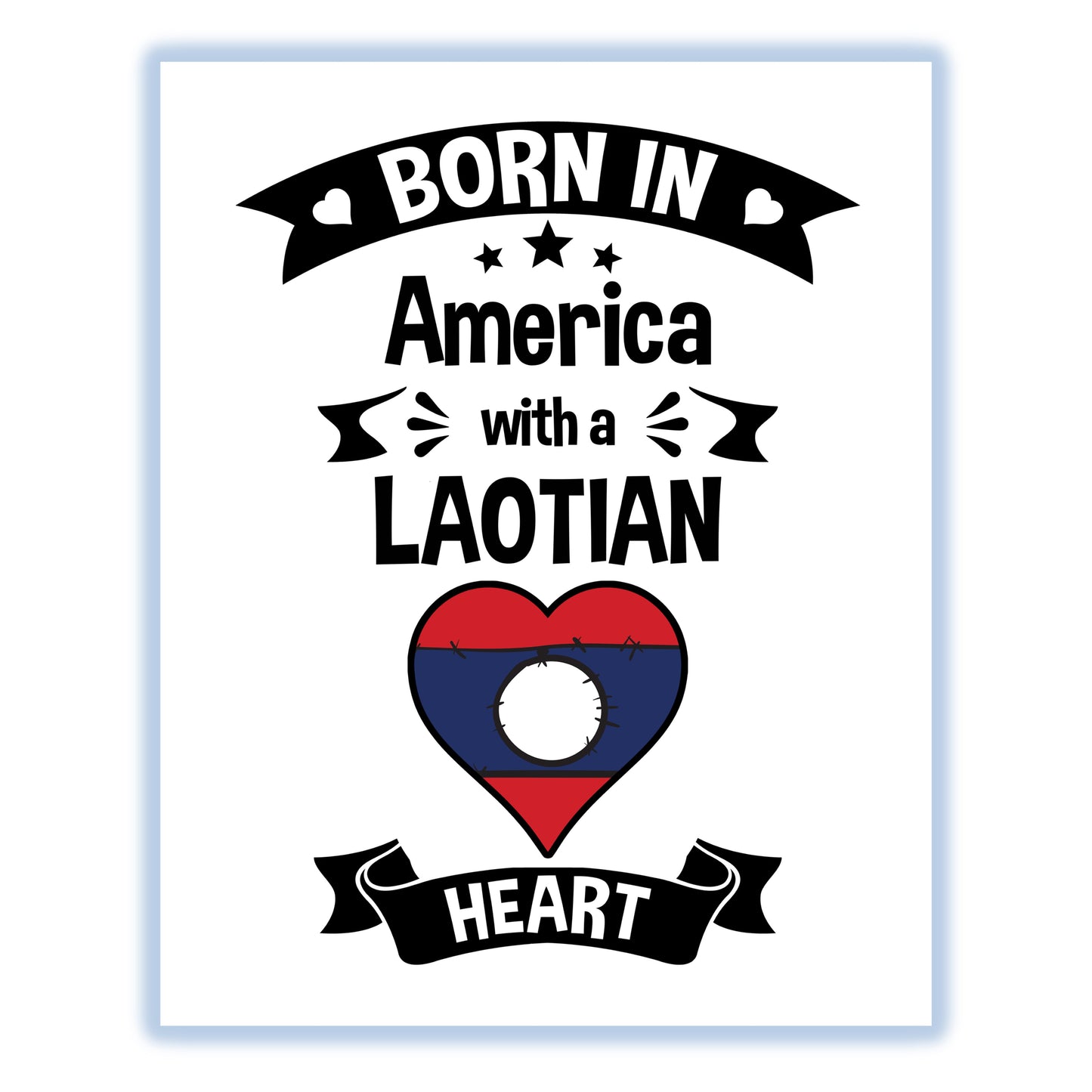 Born In America With A Laotian Heart Baby Nursery 8"x10" Wall Art Print