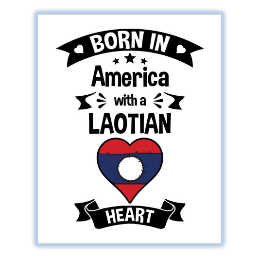 Born In America With A Laotian Heart Baby Nursery 8"x10" Wall Art Print