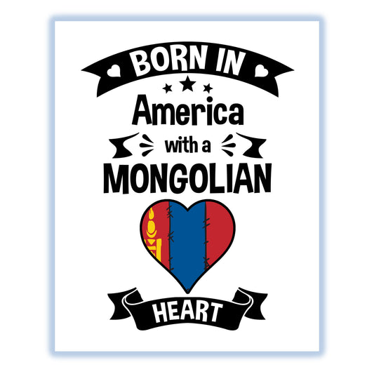 Born In America With A Mongolian Heart Baby Nursery 8"x10" Wall Art Print