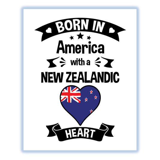 Born In America With A New Zealandic Heart Baby Nursery 8"x10" Wall Art Print