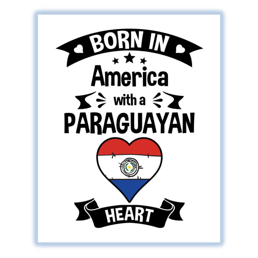 Born In America With A Paraguayan Heart Baby Nursery 8"x10" Wall Art Print