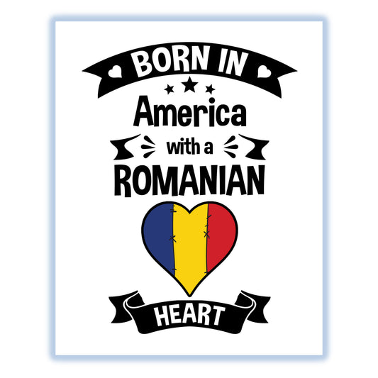 Born In America With A Romanian Heart Baby Nursery 8"x10" Wall Art Print