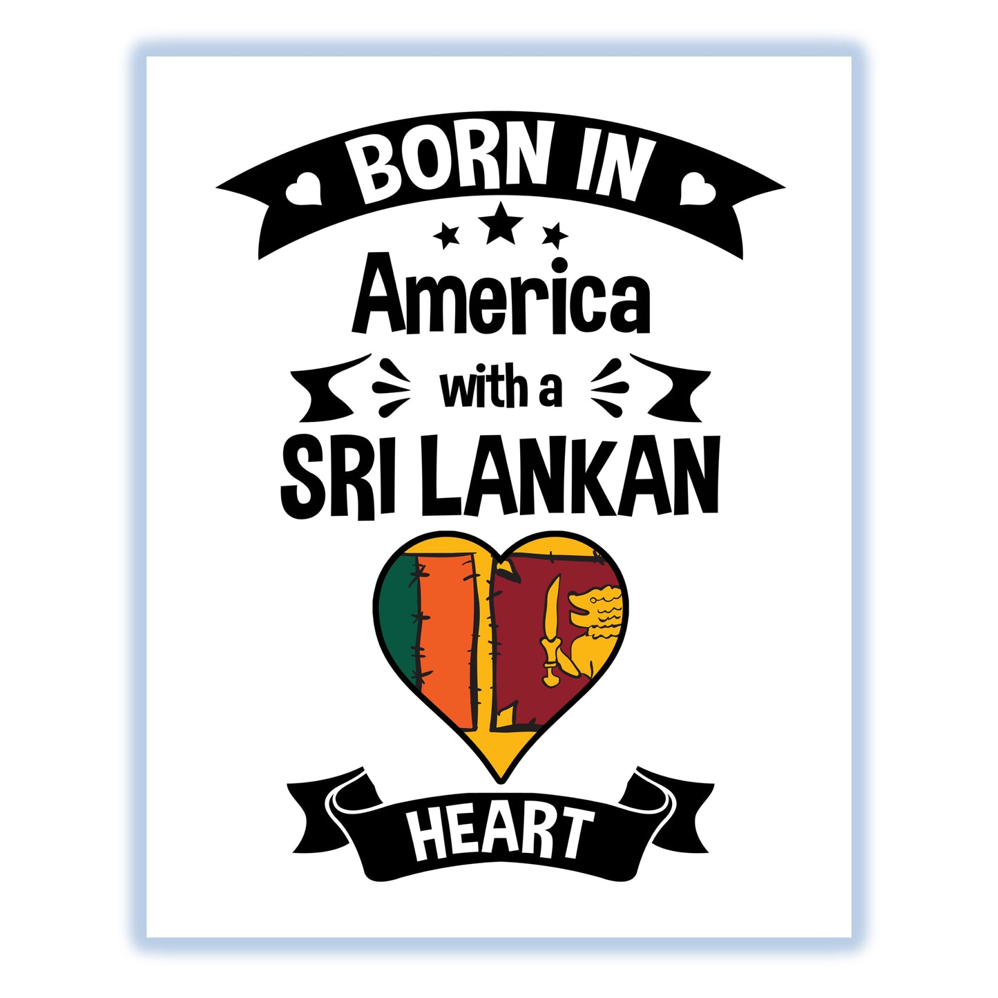 Born In America With A Sri Lankan Heart Baby Nursery 8"x10" Wall Art Print