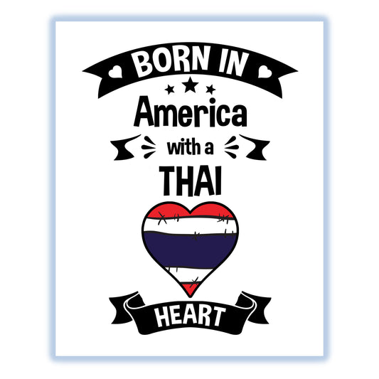Born In America With A Thai Heart Baby Nursery 8"x10" Wall Art Print