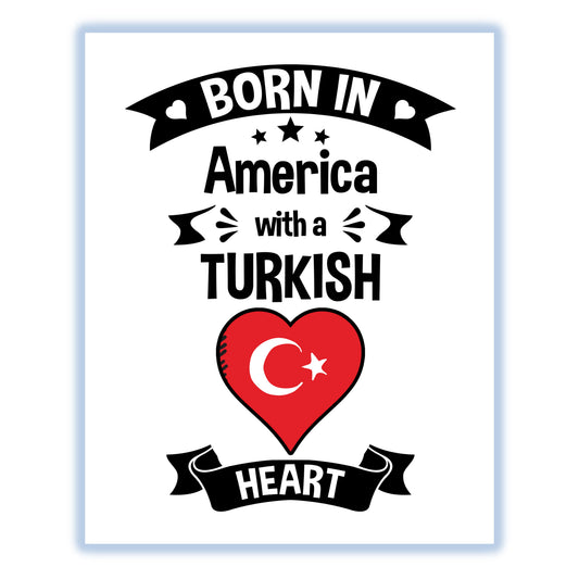 Born In America With A Turkish Heart Baby Nursery 8"x10" Wall Art Print
