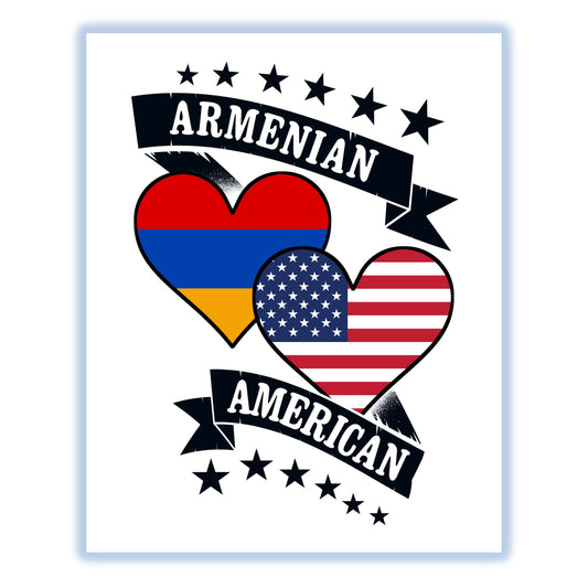 Armenian American Heart Flags Armenia America 8"x10" Wall Art Print