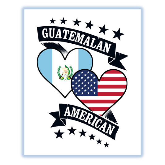 Guatemalan American Heart Flags Guatemala America 8"x10" Wall Art Print