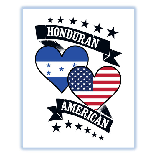 Honduran American Heart Flags Honduras America 8"x10" Wall Art Print