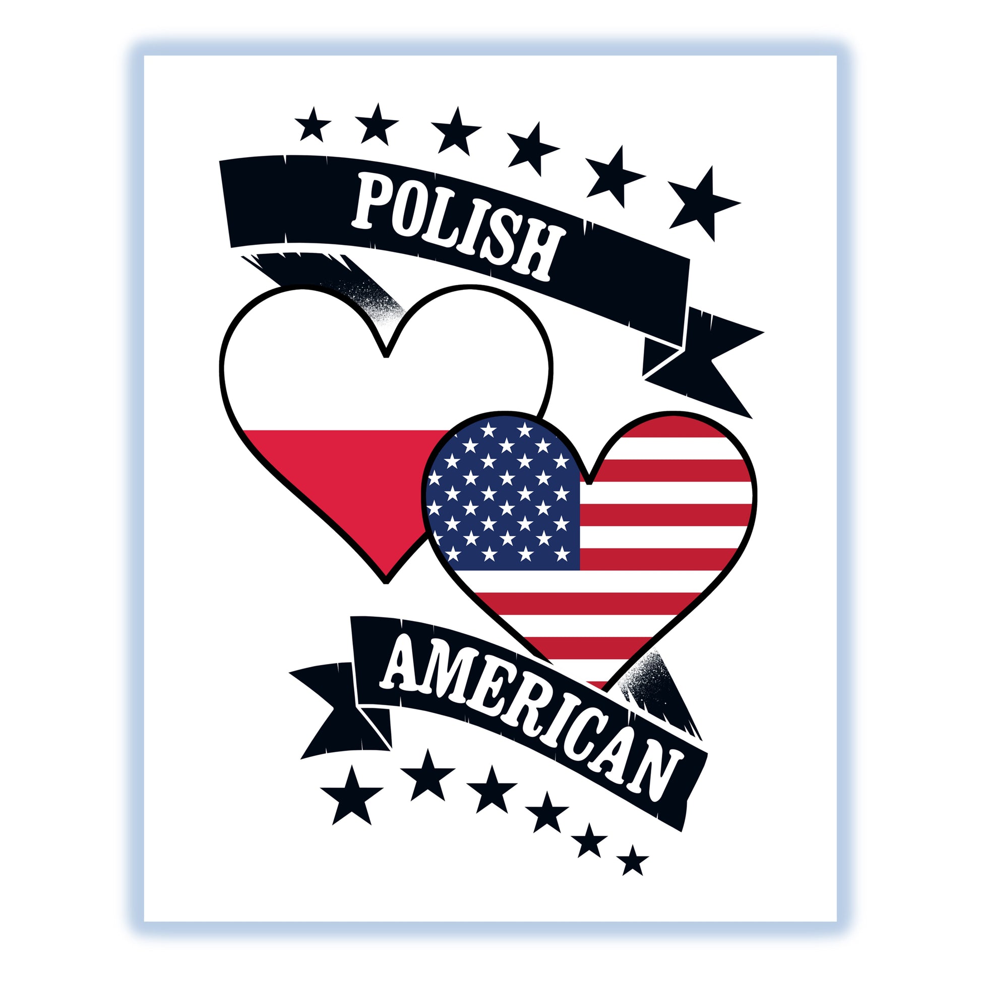Polish American Heart Flags Poland America 8"x10" Wall Art Print