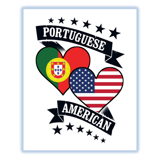 Portuguese American Heart Flags Portugal America 8"x10" Wall Art Print