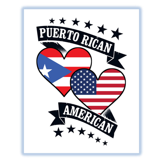 Puerto Rican American Heart Flags Puerto Rico America 8"x10" Wall Art Print