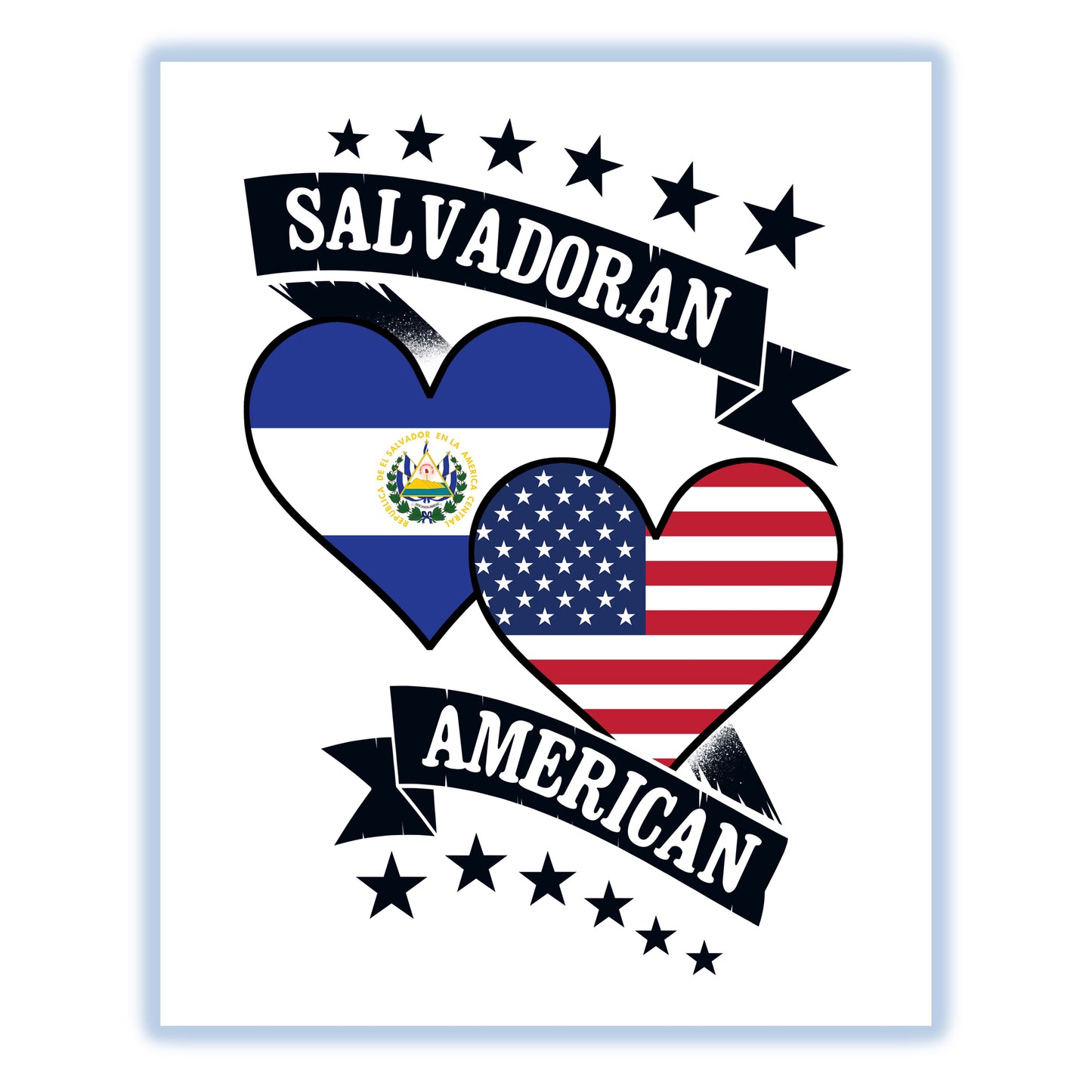 Salvadoran American Heart Flags El Salvador America 8"x10" Wall Art Print