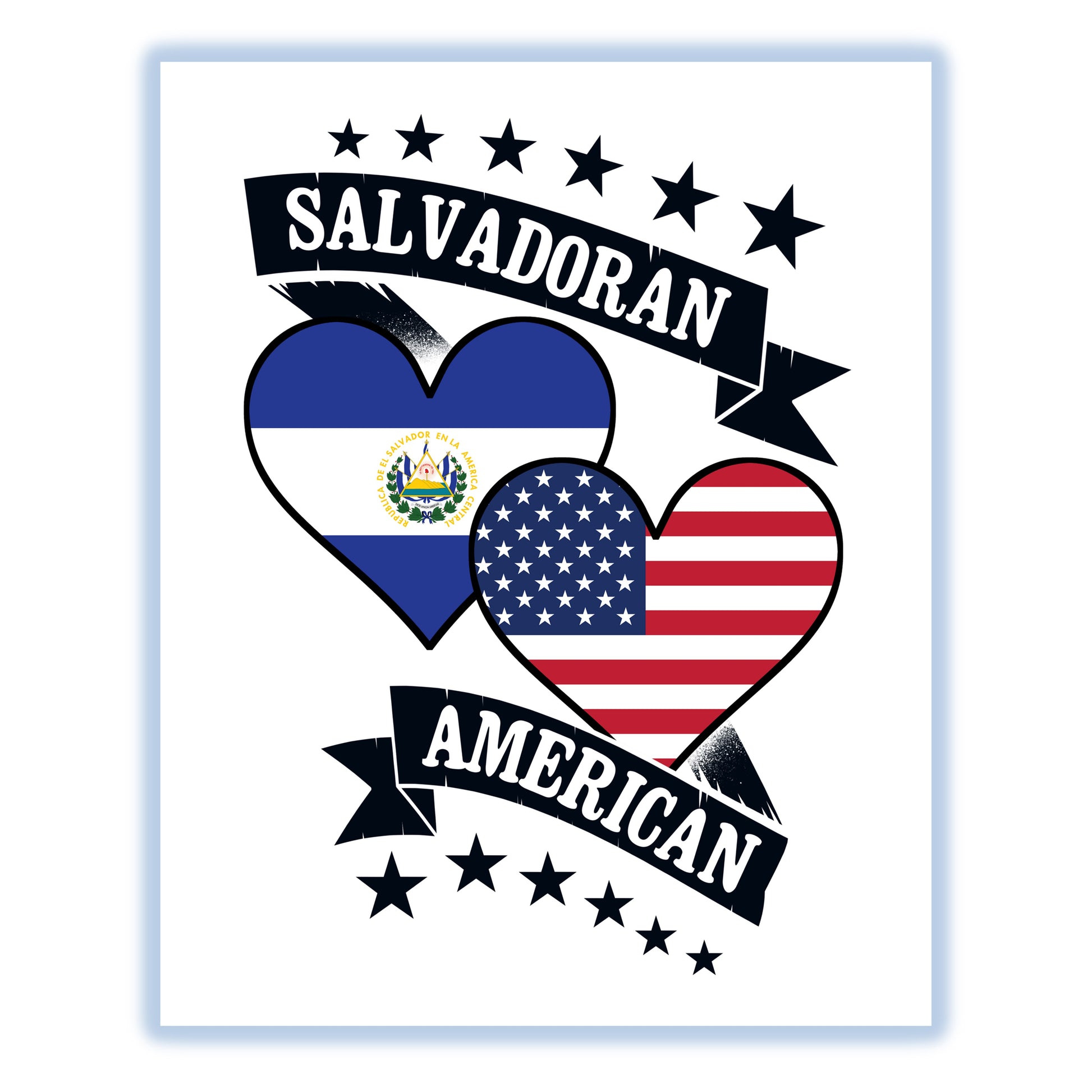 Salvadoran American Heart Flags El Salvador America 8"x10" Wall Art Print