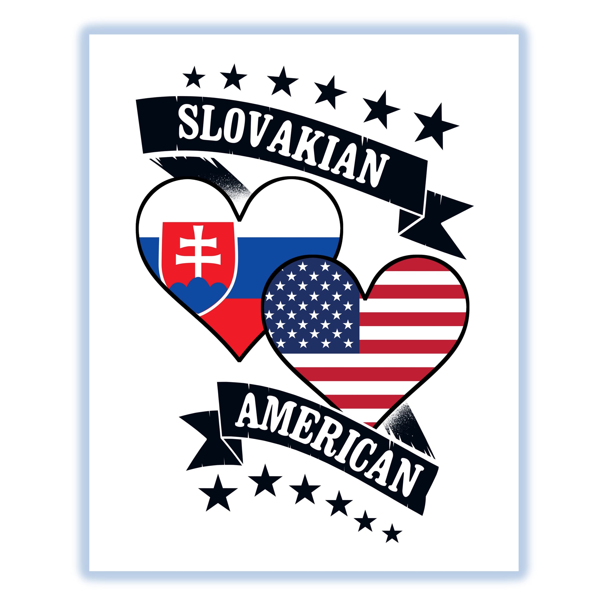 Slovakian American Heart Flags Slovakia America 8"x10" Wall Art Print