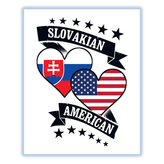 Slovakian American Heart Flags Slovakia America 8"x10" Wall Art Print