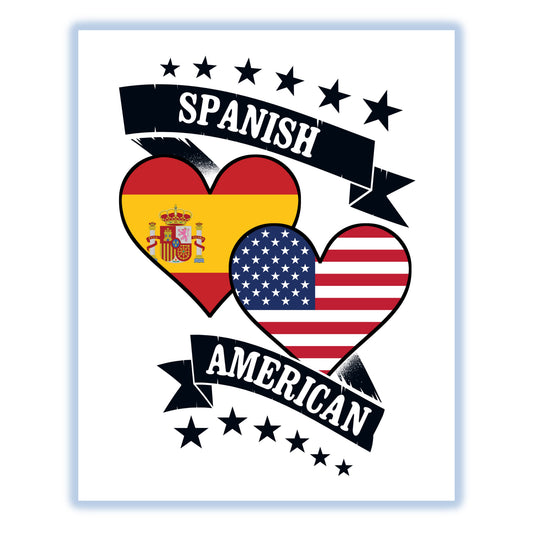 Spanish American Heart Flags Spain America 8"x10" Wall Art Print