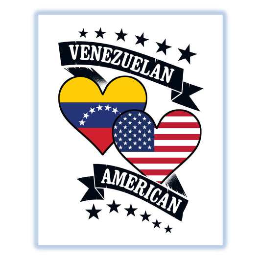 Venezuelan American Heart Flags Venezuela America 8"x10" Wall Art Print