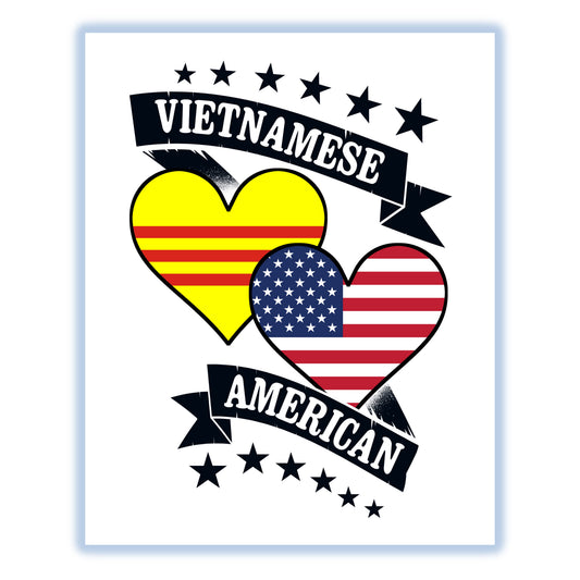 Vietnamese American Heart Flags Vietnam America 8"x10" Wall Art Print