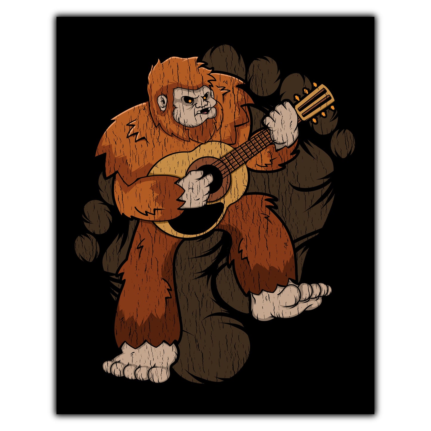 Bigfoot Guitar Art - Sasquatch Playing Guitar 8"x10" Wall Art Print