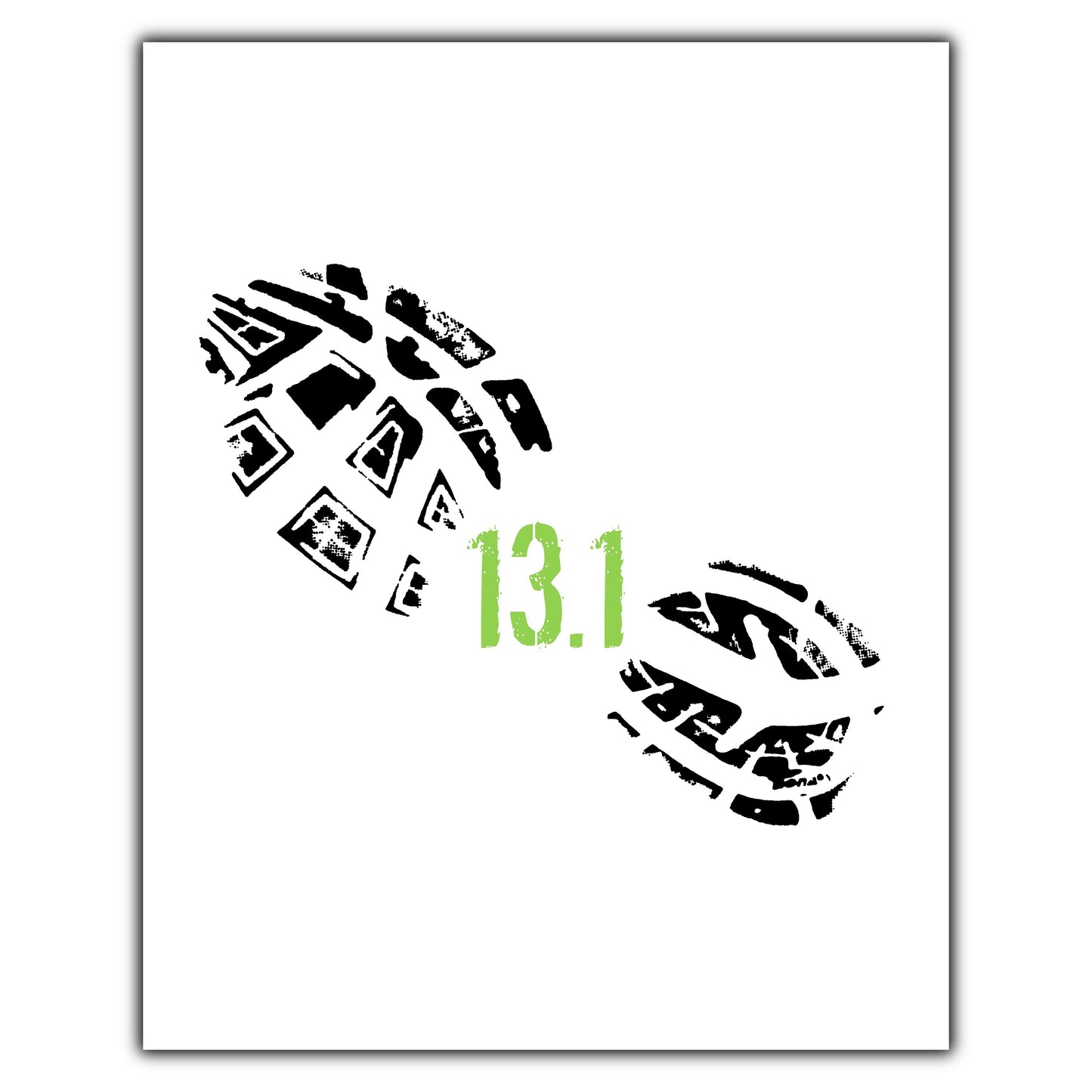 13.1 Miles Running Shoe Print Half Marathon Runner Minimalist 8"x10" Wall Art Print