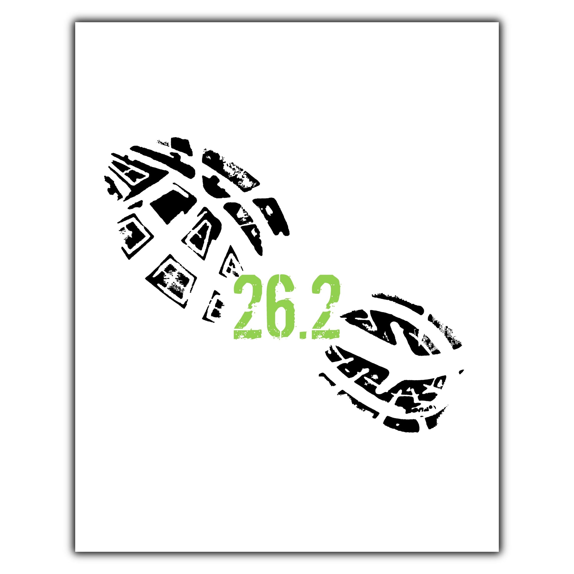 26.2 Miles Running Shoe Footprint Marathon Runner Minimalist 8"x10" Wall Art Print