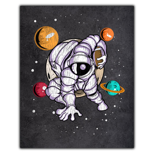 Football Astronaut Outer Space Spaceman Distressed 8"x10" Wall Art Print
