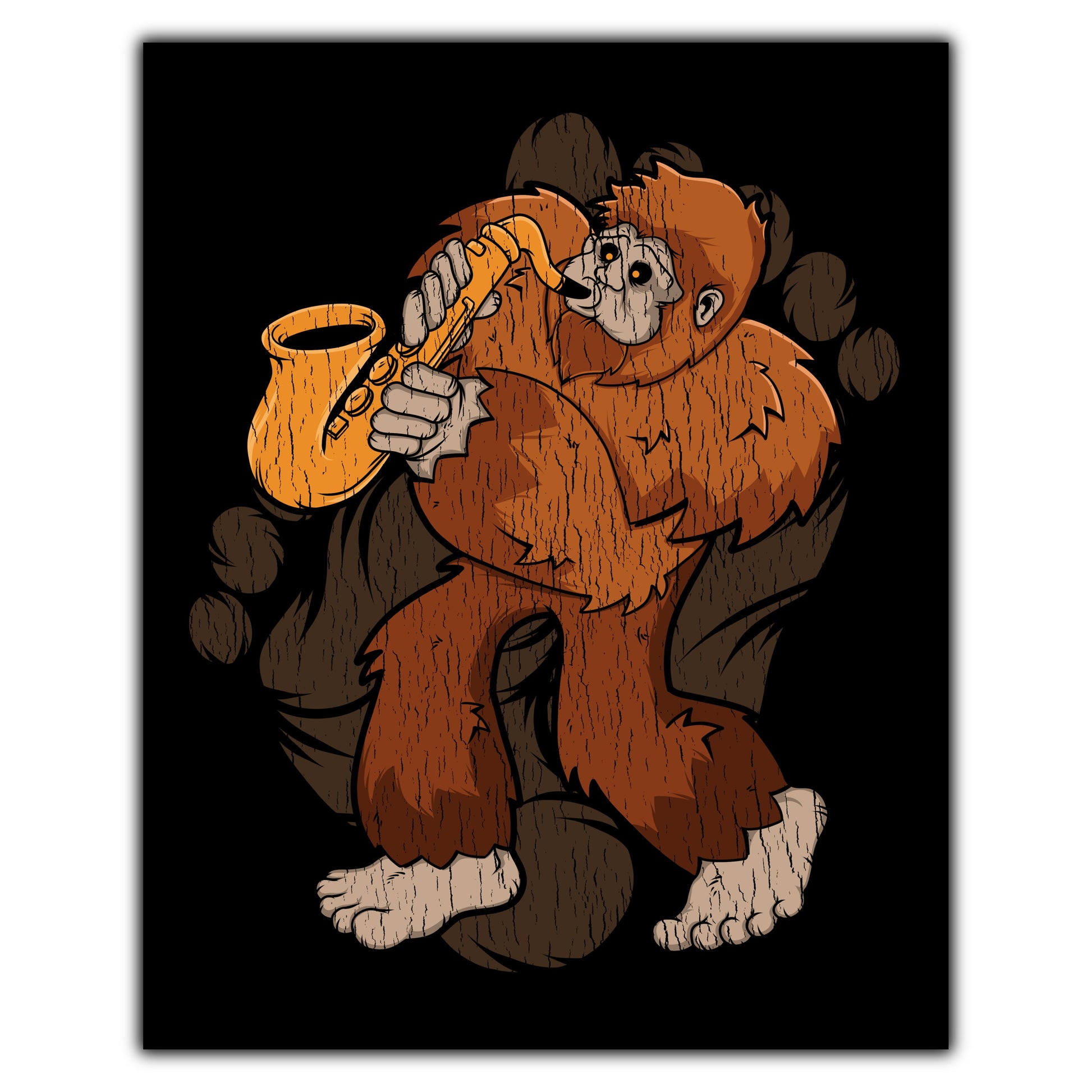 Bigfoot Saxophone Art - Sasquatch Playing Sax 8"x10" Wall Art Print