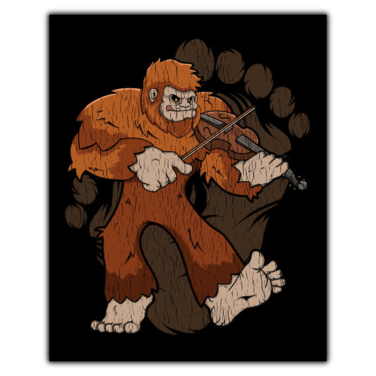 Bigfoot Violin Art - Sasquatch Playing Violin 8"x10" Wall Art Print