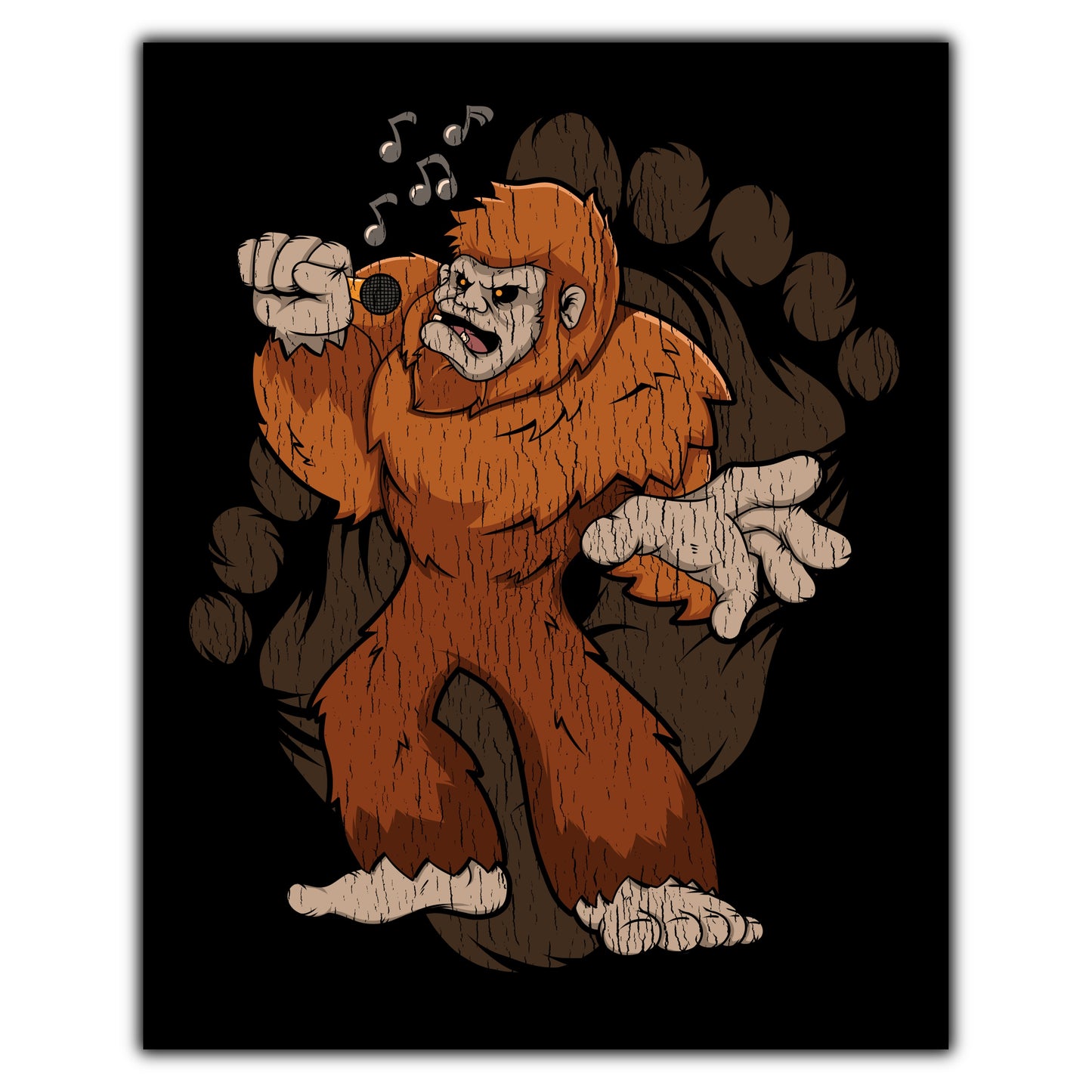 Bigfoot Karaoke Art - Sasquatch Singing 8"x10" Wall Art Print