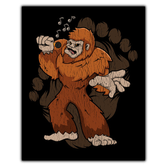 Bigfoot Karaoke Art - Sasquatch Singing 8"x10" Wall Art Print
