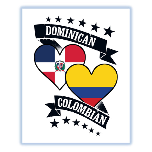 Dominican Colombian Heart Flags Dominican Republic Colombia 8"x10" Wall Art Print