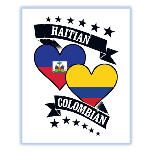 Haitian Colombian Heart Flags Haiti Colombia 8"x10" Wall Art Print