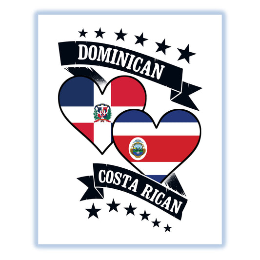 Dominican Costa Rican Heart Flags Dominican Republic Costa Rica 8"x10" Wall Art Print