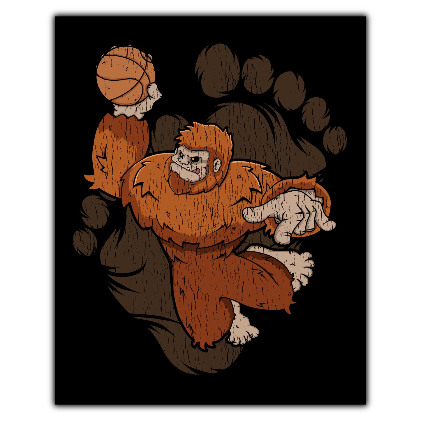 Bigfoot Basketball Art - Sasquatch Dunking 8"x10" Wall Art Print