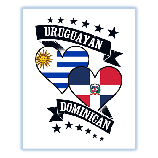 Uruguayan Dominican Heart Flags Uruguay Dominican Republic 8"x10" Wall Art Print