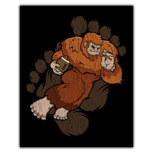Bigfoot Football Art - Sasquatch Running Back 8"x10" Wall Art Print