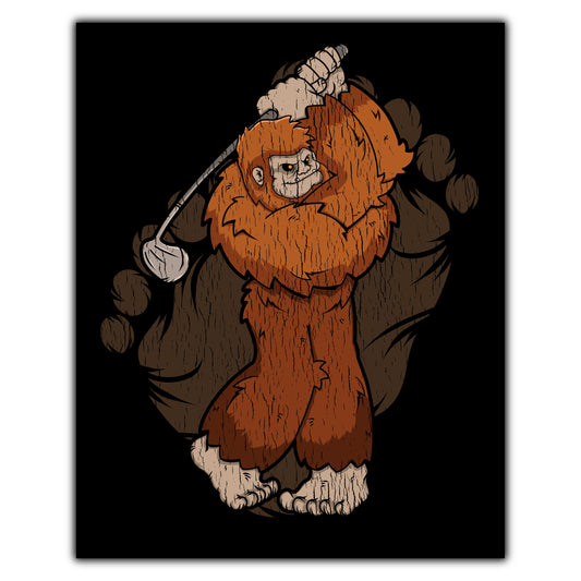 Bigfoot Golf Art - Sasquatch Golfing 8"x10" Wall Art Print
