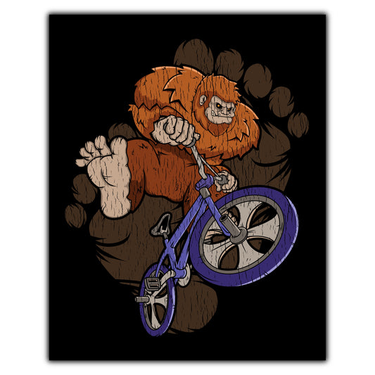 Bigfoot BMX Art - Sasquatch on BMX Bike 8"x10" Wall Art Print