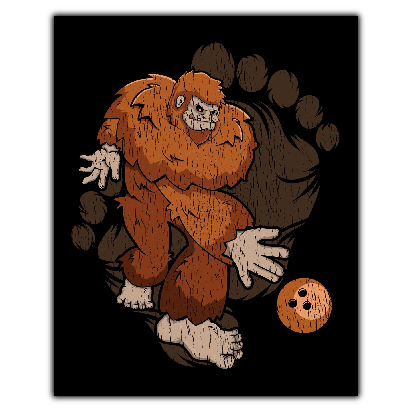 Bigfoot Bowling Art - Sasquatch Bowling 8"x10" Wall Art Print