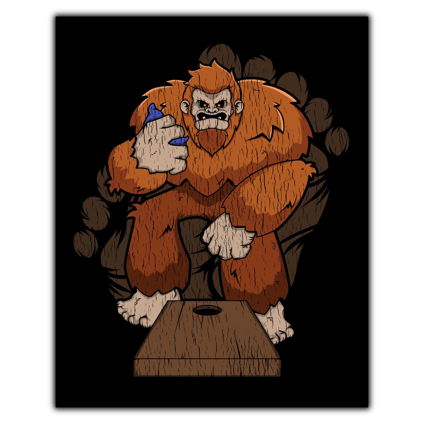 Bigfoot Cornhole Art - Sasquatch Playing Cornhole 8"x10" Wall Art Print