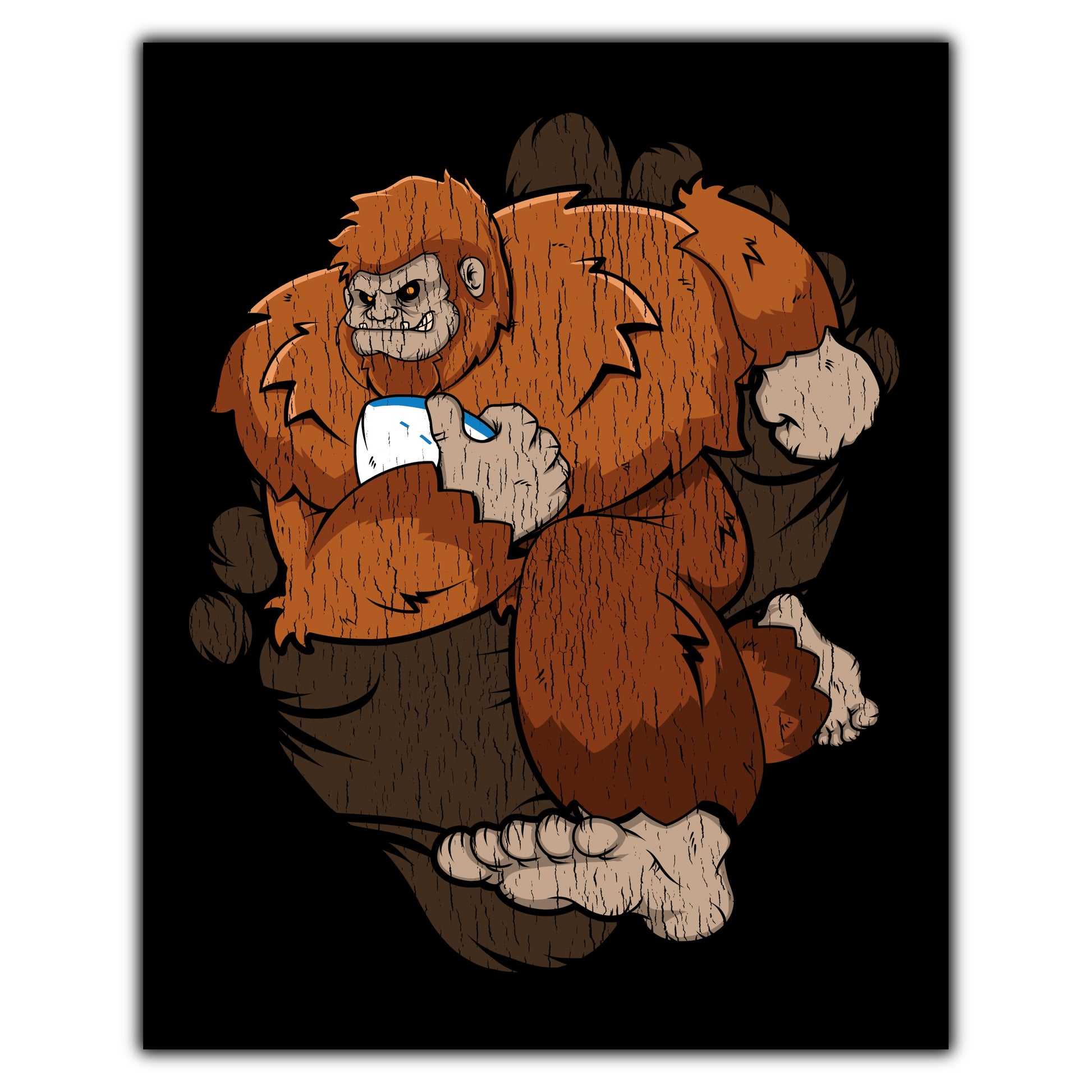 Bigfoot Rugby Art - Sasquatch Playing Rugby 8"x10" Wall Art Print