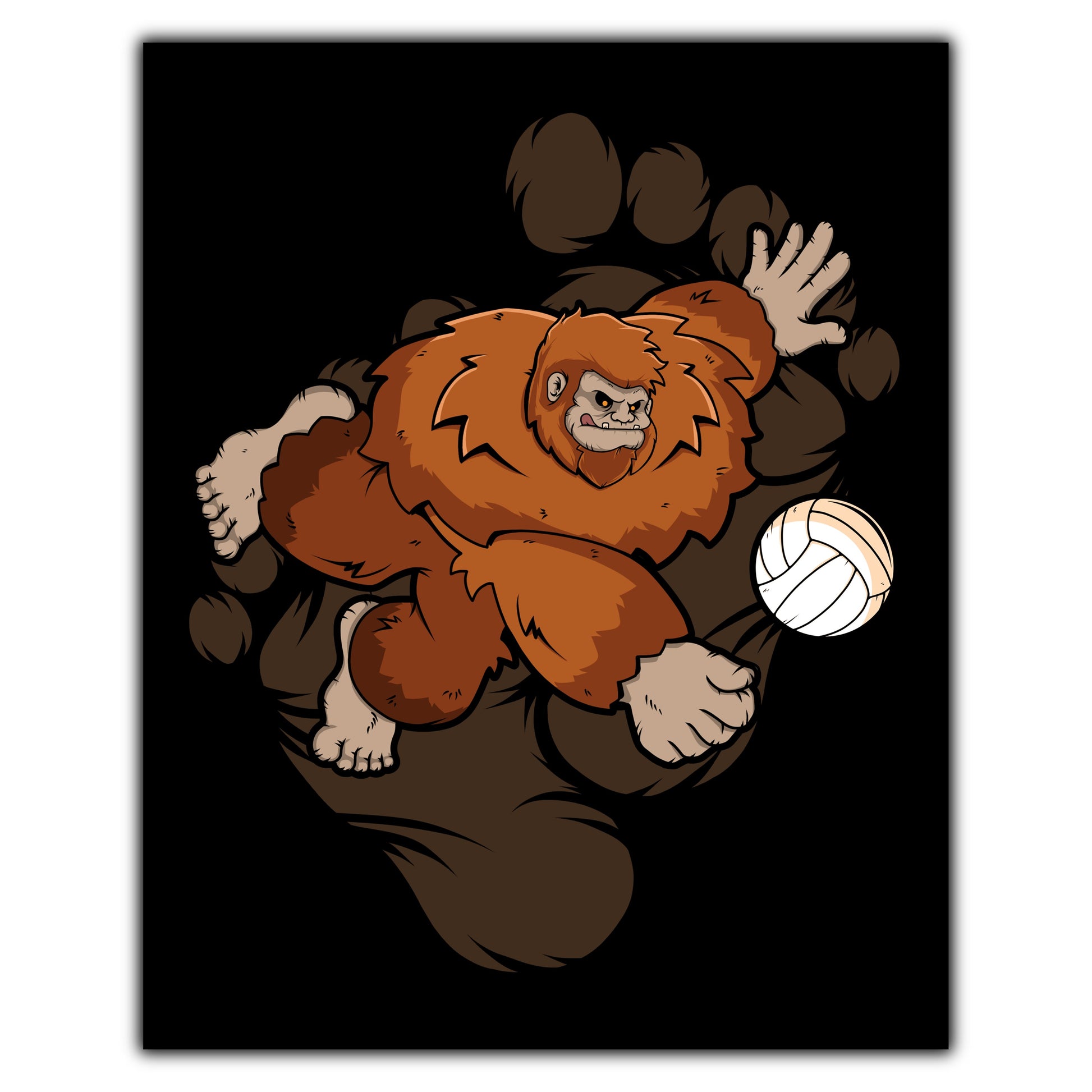 Bigfoot Volleyball Art - Sasquatch Volleyball Dig 8"x10" Wall Art Print